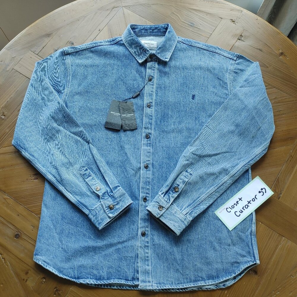 YSL Saint Laurent Cassandre overshirt in Trouville Beach Blue Denim size XL